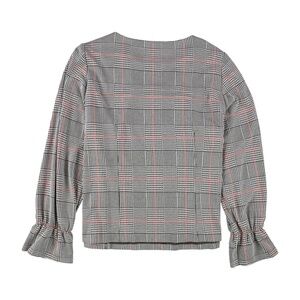 Nine West Plaid Ruffle Cuff Blouse Size Medium
